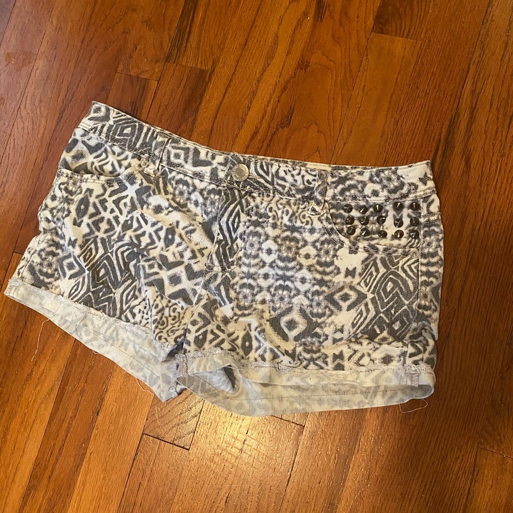 Printed Mossimo Denim Shorts with Studs